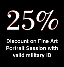 Griffimages offers a 25% on fine art portrait session with valid military ID.