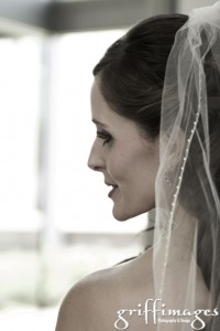 Beautiful bride in profile.