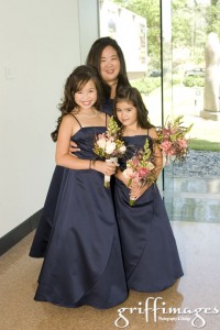 Bridesmaid with her two daughters and junior bridesmaids.