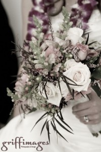 Bridal bouquet with some desaturation of color.